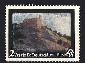 Reklamemarke Verein für das Deutschtum im Ausland, Burgruine auf Hügel