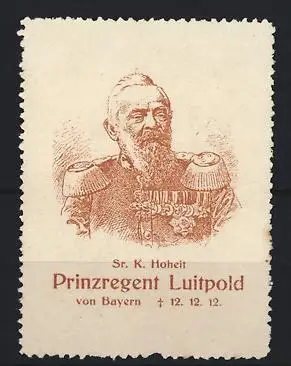 Reklamemarke Bayern, Prinzregent Luitpold, Porträt mit Orden