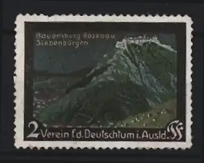 Reklamemarke Siebenbürgen, Bauernburg Rosenau, Berglandschaft, Verein für das Deutschtum im Ausland
