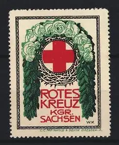 Reklamemarke Sachsen, Rotes Kreuz Kgr. Sachsen, Rotes Kreuz und Rosenkranz