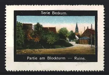 Reklamemarke Beckum, Partie am Blockturm, Ruine