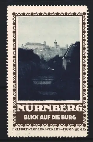 Reklamemarke Nürnberg, Blick auf die Burg, Stadtansicht