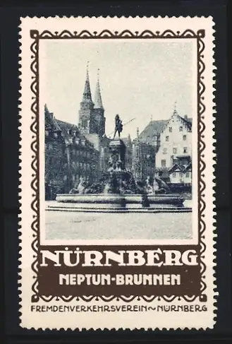 Reklamemarke Nürnberg, Neptun-Brunnen, Brunnenansicht