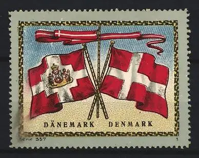 Reklamemarke Dänemark, Flaggen mit Wappen und Wimpel
