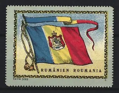 Reklamemarke Rumänien, Flagge mit Wappen und Wimpel