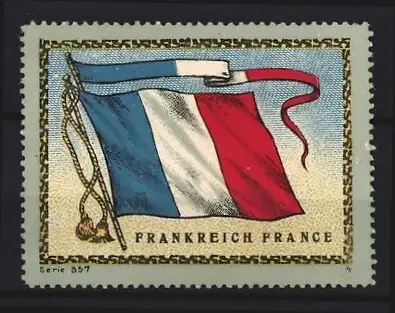 Reklamemarke Frankreich, France, Trikolore und Wimpel