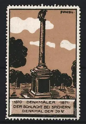 Reklamemarke Spichern, Der Schlacht bei Spichern, Denkmal der 39er