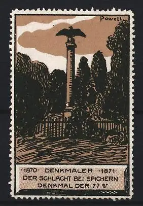 Reklamemarke Spichern, Denkmäler 1870-1871, Denkmal der 77er mit Adler