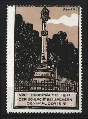 Reklamemarke Spichern, Der Schlacht bei Spichern 1870-1871, Denkmal der 12 V