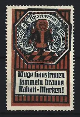 Reklamemarke Sparverein, Sparverein, Münchner Kindl, braun