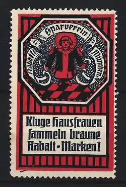 Reklamemarke München, Sparverein, Münchner Kindl, Rot