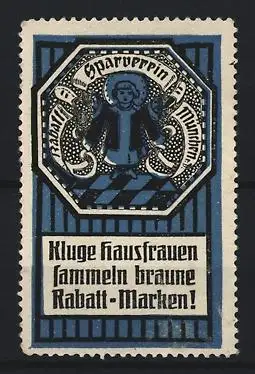 Reklamemarke München, Sparverein, Münchner Kindl, blau