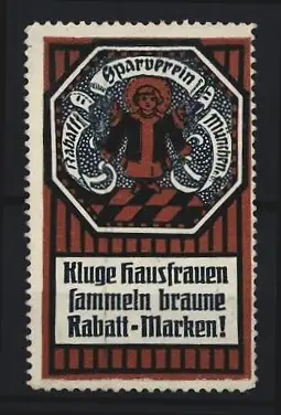 Reklamemarke München, Sparverein, Münchner Kindl, braun