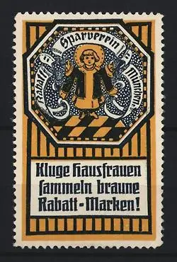 Reklamemarke München, Sparverein, Münchner Kindl, orange