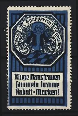 Reklamemarke München, Sparverein, Münchner Kindl, blau