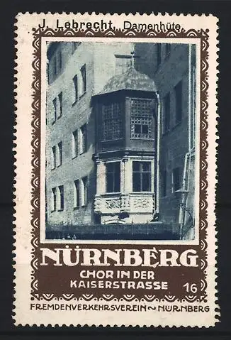 Reklamemarke Nürnberg, Fremdenverkehrsverein, Chor in der Kaiserstrasse, Gebäudeansicht