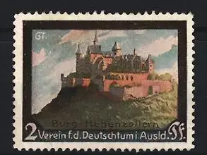 Reklamemarke Burg Hohenzollern, Verein f.d. Deutschtum i. Ausl., Burgansicht