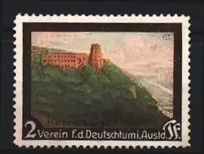 Reklamemarke Heidelberg, Verein f.d. Deutschtum i. Ausland, Schlossansicht