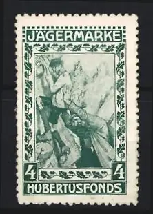 Reklamemarke Jägermarke Hubertusfonds, Jäger beim Aufstieg