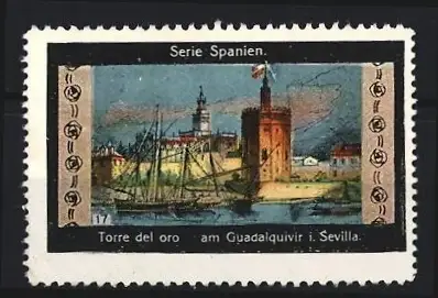 Reklamemarke Sevilla, Torre del Oro am Guadalquivir, Serie Spanien