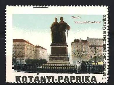 Reklamemarke Genf, Kotanyi-Paprika, Gewürz, National-Denkmal