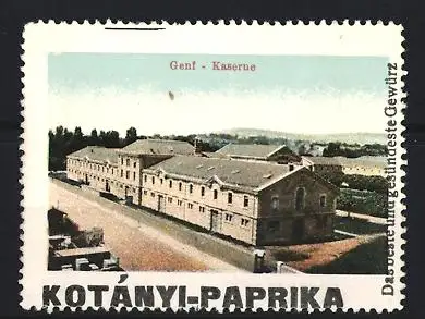 Reklamemarke Genf, Kotányi-Paprika, Gewürz, Kaserne