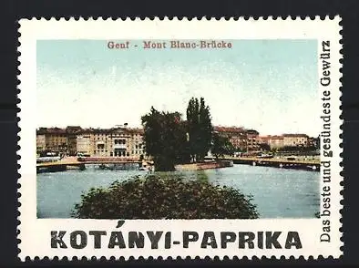 Reklamemarke Genf, Kotányi-Paprika, Gewürz, Mont Blanc-Brücke