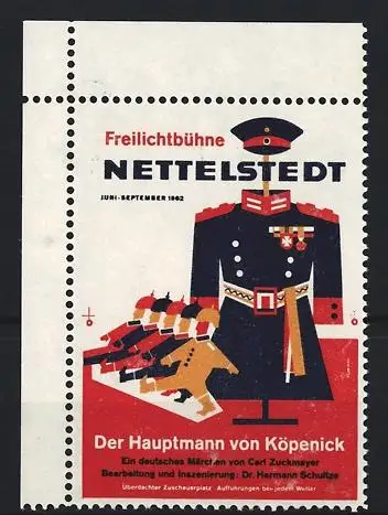 Reklamemarke Nettelstedt, Der Hauptmann von Köpenick, Uniform und Soldaten