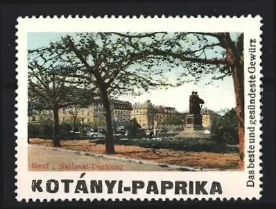 Reklamemarke Genf, Kotányi-Paprika, Gewürz, National-Denkmal