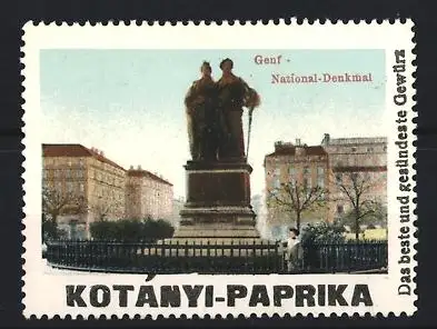 Reklamemarke Genf, Kotanyi-Paprika, Gewürz, National-Denkmal