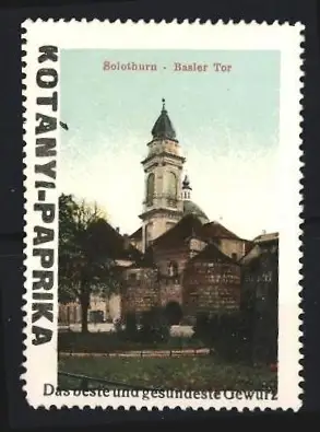 Reklamemarke Solothurn, Kotányi-Paprika, Gewürz, Basler Tor