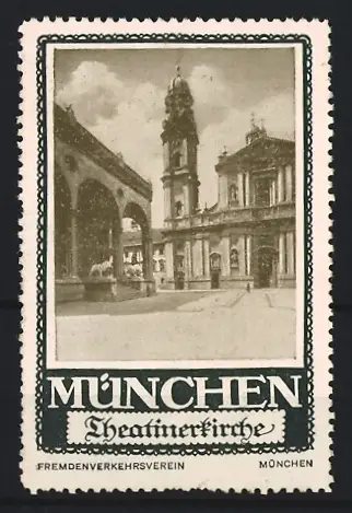Reklamemarke München, Fremdenverkehrsverein, Theatinerkirche, Theatinerkirche und Arkaden