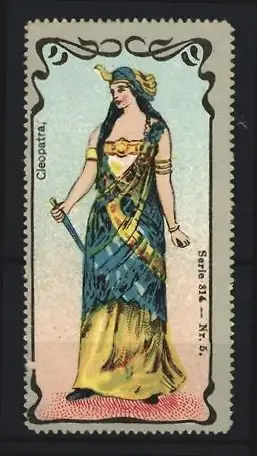 Reklamemarke Cleopatra, Königin in landestypischer Tracht
