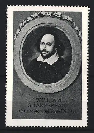 Reklamemarke William Shakespeare, Porträt des grössten englischen Dichters