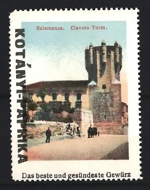 Reklamemarke Salamanca, Kotányi-Afrika Gewürzwerbung, Clavero Turm