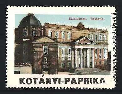 Reklamemarke Salamanca, Kotányi-Paprika, Gewürz, Rathaus