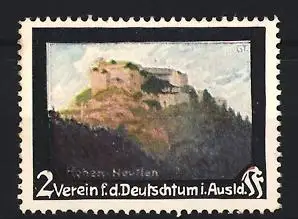 Reklamemarke Hohen Neufen, Verein f.d. Deutschtum i. Ausland, Burg auf Felsen