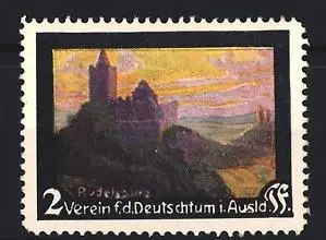 Reklamemarke Rudelsburg, Verein f.d. Deutschtum i. Ausland, Burgsilhouette