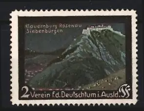 Reklamemarke Siebenbürgen, Verein für das Deutschtum im Ausland, Bauernburg Rosenau, Burgansicht