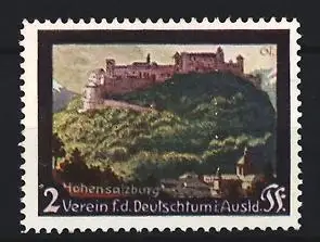 Reklamemarke Hohensalzburg, Verein f.d. Deutschtum i. Ausland, Festung Hohensalzburg