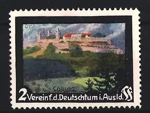 Reklamemarke Coburg, Verein f. d. Deutschtum i. Ausland, Schlossansicht