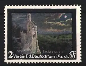Reklamemarke Lichtenstein, Verein f. d. Deutschtum i. Ausland, Burg Lichtenstein
