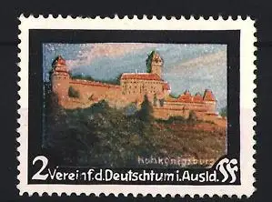Reklamemarke Hohkönigsburg, Verein f. d. Deutschtum i. Ausland, Burgansicht