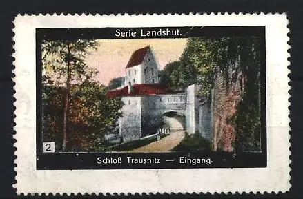Reklamemarke Landshut, Schloss Trausnitz Eingang, Schlossansicht
