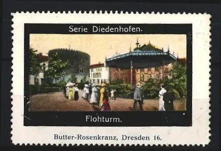 Reklamemarke Diedenhofen, Flohturm, Butter-Rosenkranz Dresden