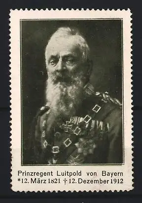 Reklamemarke Bayern, Prinzregent Luitpold von Bayern, Porträt 1821-1912