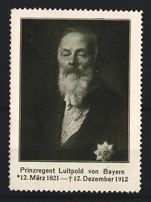 Reklamemarke Bayern, Prinzregent Luitpold, Porträt mit Orden