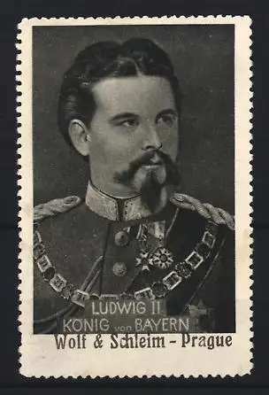 Reklamemarke Prag, Ludwig II König von Bayern, Porträt