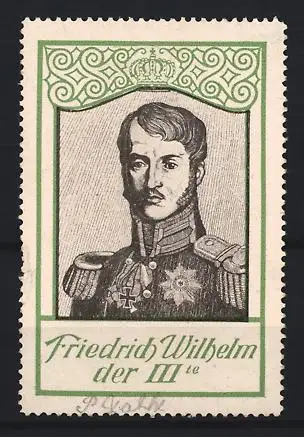 Reklamemarke Friedrich Wilhelm III. von Preussen, Porträt mit Krone