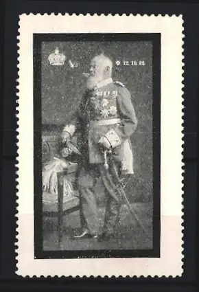 Reklamemarke Prinz Luitpold von Bayern, Portrait in Uniform mit Säbel